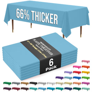 Premium Sky Blue Plastic Table Covers | 6 Pack