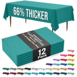 Premium Teal Plastic Table Covers | 12 Pack