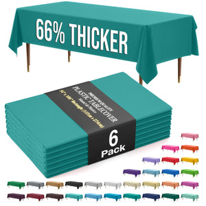 Premium Teal Plastic Table Covers | 6 Pack