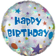 Colorful Happy Birthday Metallic Balloon - 18-Inch Foil - Case of 100