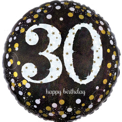 Sparkling 30th Birthday Foil Balloon - 18 Inch - Pack of 10