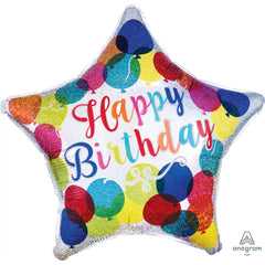 Sparkling Star Happy Birthday Foil Balloon - Pack of 10