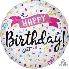 Colorful Confetti Happy Birthday Foil Balloon - Case of 100