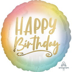 Metallic Ombre Happy Birthday Balloon - 18-inch Foil - Pack of 10