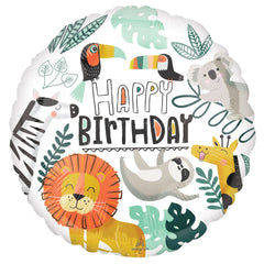 Jungle Safari Get Wild Birthday Foil Balloon - Pack of 10