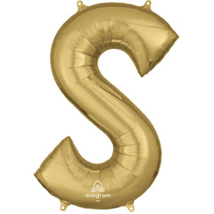 Gold Foil Super Shape Letter S Balloon - Pack of 5