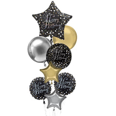 Sparkling Birthday Foil Balloon Bouquet, 8-pcs - Case of 9