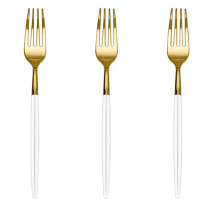 Trendables Forks White/Gold | 40 Count