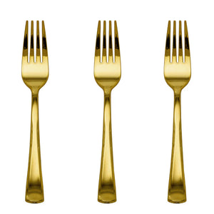 Exquisite Gold Plastic Forks | 40 Count