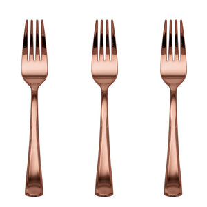 Exquisite Rose Gold Plastic Forks | 40 Count