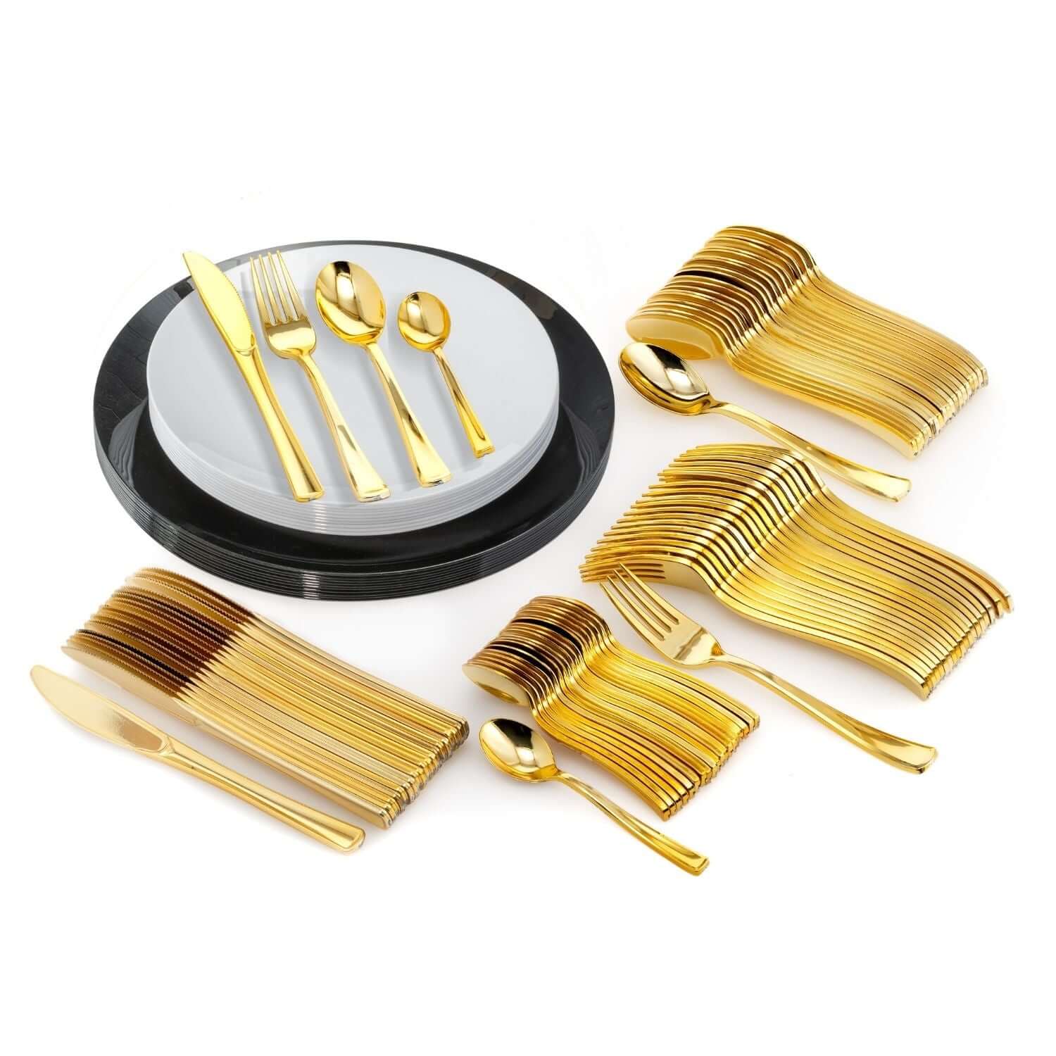 140 Piece Black & White Combo Set | Serves 20 Guests - Yom Tov Settings