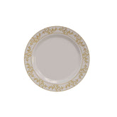 7.5" Gold Leaf Design Plastic Plates (120 Count) - Yom Tov Settings