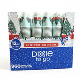 12 Oz. Dixie Winter Design Insulated Hot Cups | 960 Count **Boxed without bag
