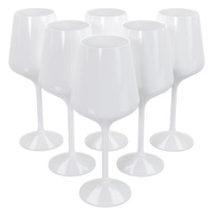 16 Oz. Stemmed Plastic Wine Glasses | 6 Count | White