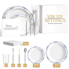 Service for 40 | Navy Victorian Hanukkah Combo Set
