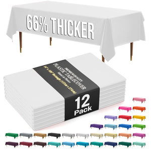 Premium White Plastic Table Covers | 12 Pack