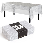White Floral Printed Plastic Table Covers | 48 Count