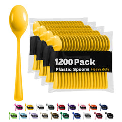 Heavy Duty Yellow Plastic Spoons | 1200 Count