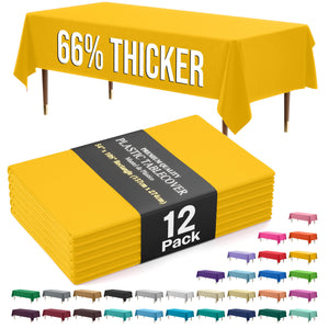 Premium Yellow Plastic Table Covers | 12 Pack
