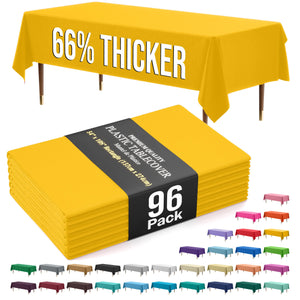 Premium Yellow Plastic Table Covers | 96 Count