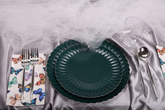 Scalloped Black Aqua Paper Combo Set | 40 10.5 In. + 40 8.5 In.
