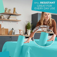 40 In. x 100 Ft. Premium Aqua Plastic Table Roll | 6 Pack