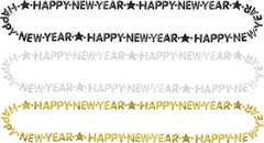 Happy New Year Word Necklaces, Black/Gold/Silver, 33-inch, 3-pk - Pack of 3