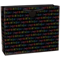 Black Rainbow Birthday Gift Bag, Large - Pack of 12
