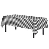 Black/White Checkered Plastic Table Covers | 6 Pack