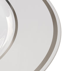 10.25 In. White/Silver Line Design Plates | 40 Count