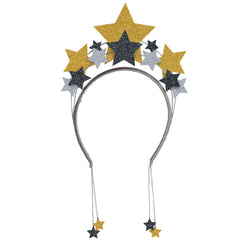Dangling Star Headband, Black/Silver/Gold, One Size, New Year's Eve - Pack of 3