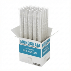 Monogram 8 Oz. White Insulated Hot Cups | 1000 Count