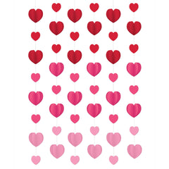 Hearts String Decorations, Red/Pink, 7-foot, 6-ct - Pack of 6