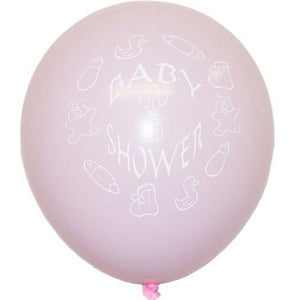 12 In. Pink "Baby Shower" Latex Balloons | 50 Count