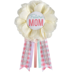 Future Mom Award Ribbon, White/Pink Checkered, One Size - Pack of 2