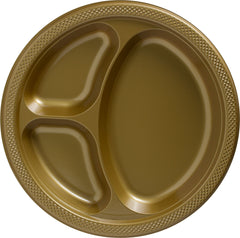 10-inch Plastic Divided Dinner Plates, 20-ct - Case of 10