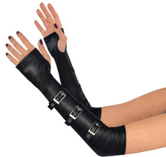 Gothic Arm Warmers with Buckles, Black, One Size, Wearable Costume Accessory - Pack of 6