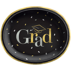 Grad Party Oval Paper Plates, 12-inch, 20-ct - Case of 6