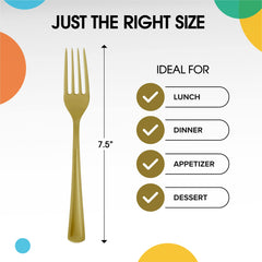 Heavy Duty Gold Plastic Forks | 1200 Count