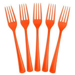 Heavy Duty Orange Plastic Forks | 100 Count