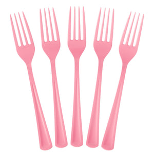 Heavy Duty Pink Plastic Forks | 100 Count