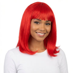 Vibrant Red Long Bob Wig - Costume Accessory for Team Spirit