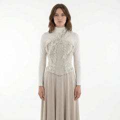 Bony Tattered Corset Top, Beige, Assorted Sizes