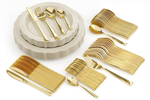 240 Piece Cream Victorian Combo Set | Serves 40 Guests