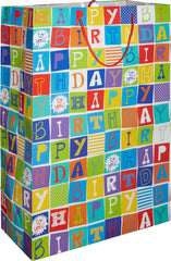 Happy Birthday Paper Gift Bag, Multi-Colored, 17-inch - Pack of 12