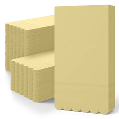 3 Ply Buttercup Yellow Scalloped Dinner Napkins | 800 Count
