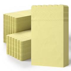 3 Ply Buttercup Yellow Scalloped Dinner Napkins | 800 Count