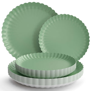 Scalloped Matcha Paper Combo Set | 40 10.5 In. + 40 8.5 In.