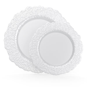 Pearl White Leaf Plate Combo | 90 10-inch + 90 7-inch
