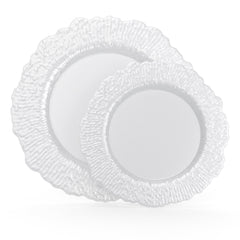 Pearl White Leaf Plate Combo | 90 10-inch + 90 7-inch
